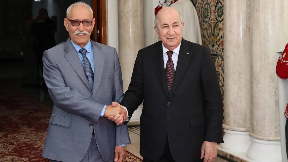 Le président algérien Abdelmadjid Tebboune et le chef du Polisario, Brahim Ghali, mardi 16 avril 2024 à Alger.